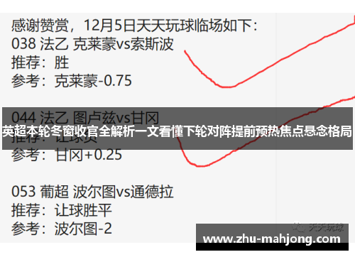 英超本轮冬窗收官全解析一文看懂下轮对阵提前预热焦点悬念格局 英超本轮冬窗收官全解析一文看懂下轮对阵提前预热焦点悬念格局